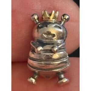 Pandora Queen Bee Charm ALE 925 Sterling Silver With 14k Gold Crown